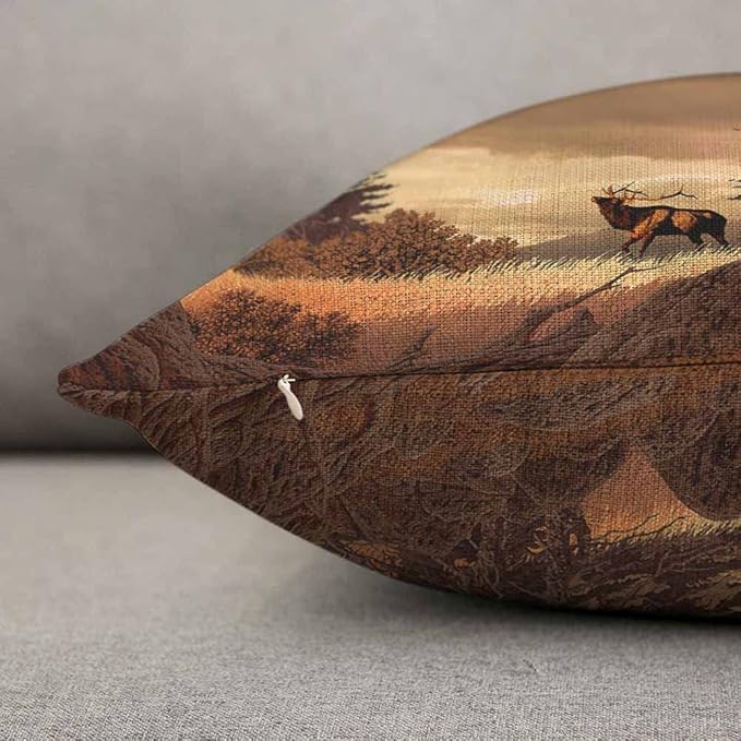 TKS MITLAN Brown Deer Pillow Cover 12x20 inch Elk in The Rocky Mountains Rocks Tree Wildlife Pillows Decorative Throw Pillows Farmhouse Decor for Home Cushion Case