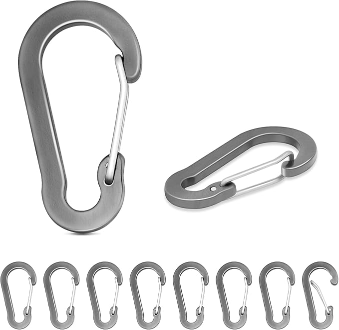 10pcs Aluminum Small Carabiner Clip, 2 Inch Carabiner Keychain Clasp Spring D Ring for Hanging Home KeyRings Hook Paracord Lanyard Keychain Pet Collar Hiking Camping Fishing Accessories (Gray)
