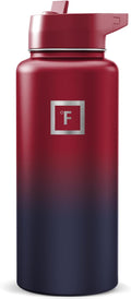 IRON °FLASK Camping & Hiking Hydration Flask with Straw, Wide Mouth Insulated Stainless Steel Sports Water Bottle - Dark Rainbow 32 oz - Straw (1 Lid)