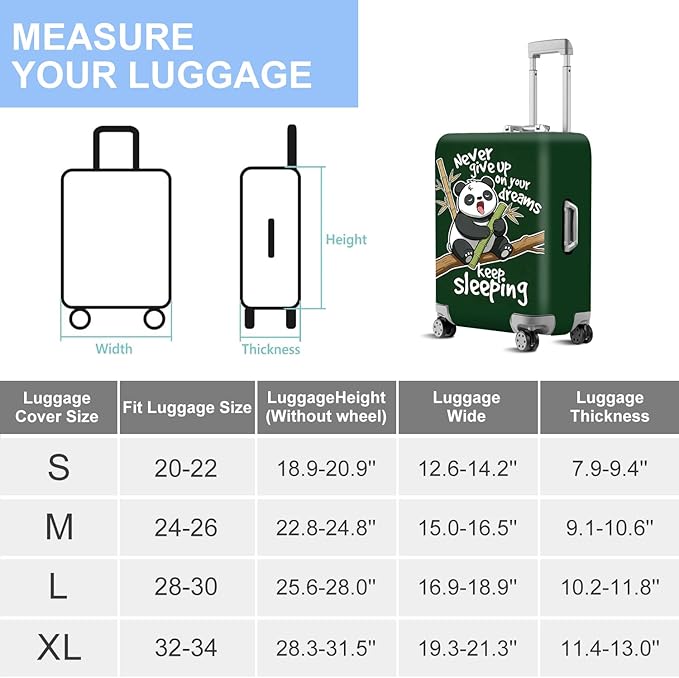 ANNA QUEEN Cute Sleeping Panda Luggage Cover-Stretchable, Water Resistant & Durable Suitcase Protector,Universal Washable Fit for 20-22 Inch Checked Baggage