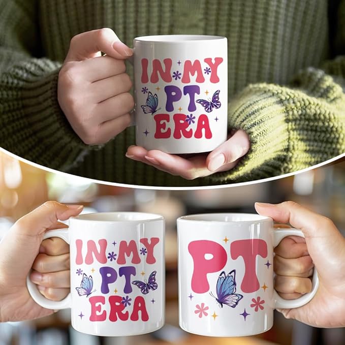 RZHV In My PT Era 11 Oz Novelty Mug, Cute Butterfly Office Ceramic Mug Gifts for PT, Physical Therapy Gifts for PT Assistant, Thank You Gifts for PT, Mental Health Gifts for PT Medical Worker