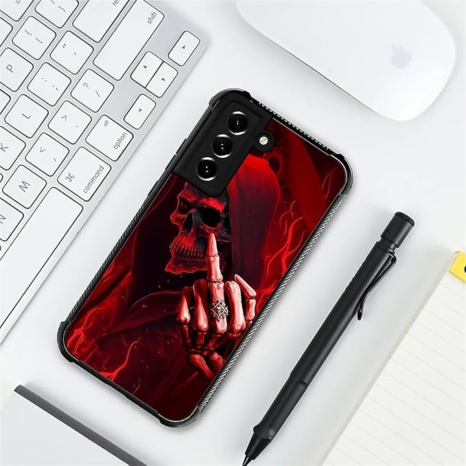 for Samsung Galaxy S21 FE Case, Gestures Funny Skull Pattern Graphic Design Girl Boy Soft Silicone Hard Acrylic Shock Protection for Samsung Galaxy S21 FE