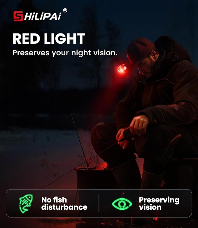 LED Rechargeable Headlamp,6 Modes for Camping & Hiking Gear Essentials, Mini Headlight Flashlight with Red Light, Perfect Pocket Gift for Friends and Family(Black)