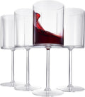 Unbreakable Stemmed Square Tritan Acrylic Wine Glasses European Style | Set of 4 | 100% US Drinkware, 18 oz Dishwasher Safe Clear Color Shatterproof BPA-free plastic, Floating Pool, Indoor and Outdoor