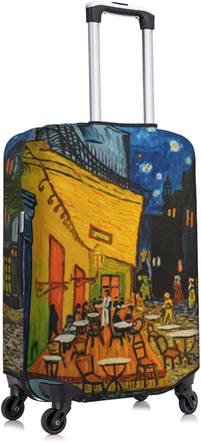 Van Gogh Cafe Terrace at Night Elastic Luggage Cover, Suitcase Protector For Travel (Fits 18-21 Inch Luggage)