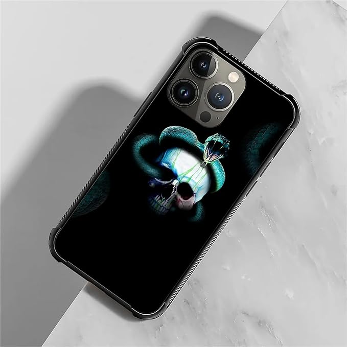 for iPhone 14 Pro Case, Skeleton Winding Snake Pattern Graphic Design Girl Boy Soft Silicone Hard Acrylic Shock Protection for iPhone 14 Pro