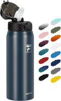 Fanhaw 24 oz Insulated Stainless Steel Water Bottle with Straw Lid, Leakproof & Anti-Dust Sports Bottle for Kids, Women & Men (Navy Blue)
