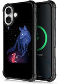 for iPhone 17 Case,for MagSafe Graphic Design for Girl Boy Soft Silicone Hard Acrylic Shock Protection Designed for iPhone 17 Galaxy Fox Wolf Pattern