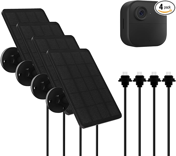 4 Pack Solar Panel for Blink Outdoor 4 (4th Gen) Camera, 4W Solar Panels with USB-C Port, Rubber Plug, IP65 Waterproof, 13.12Ft Cable