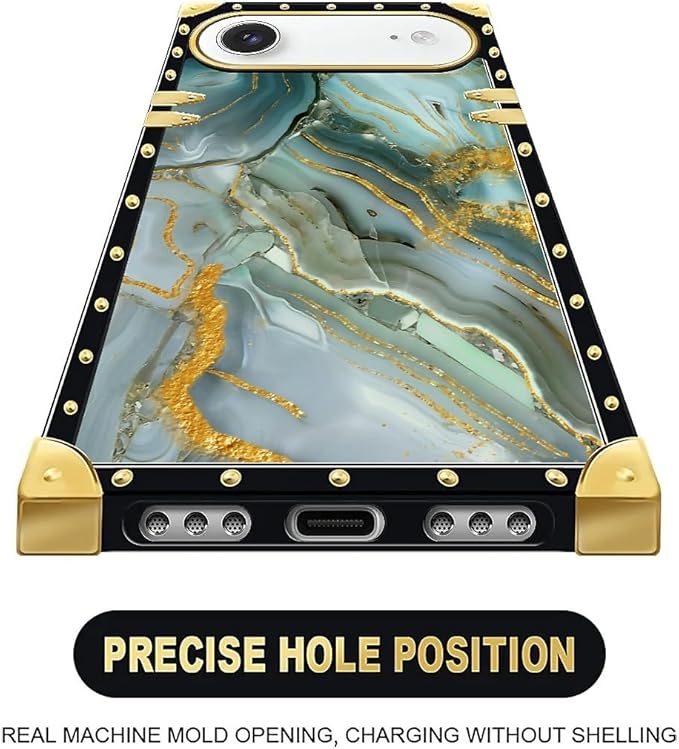 for iPhone 17 Air Case Luxury Golden Decoration for Girl Women Soft TPU Shockproof Protective Hard PC Back for iPhone 17 Air Crazy Pattern Golden Texture Marble Veining