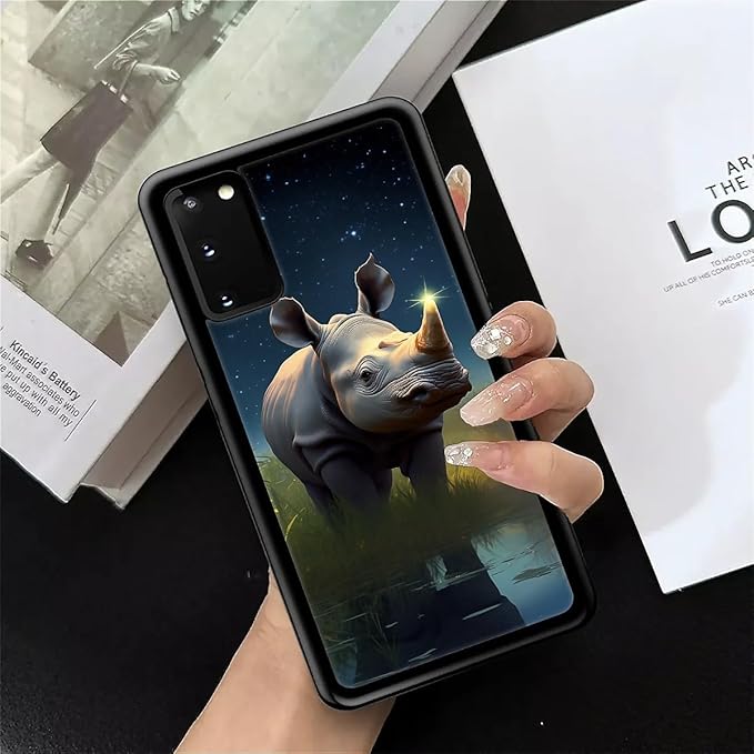 for Samsung Galaxy S20 Case, Rhino Water Marshes Pattern Graphic Design Girl Boy Soft Silicone Hard Acrylic Shock Protection for Samsung Galaxy S20