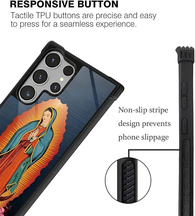 for Samsung Galaxy S26 Ultra Case,Graphic Design for Girl Boy Soft Silicone Hard Acrylic Shock Protection Designed for Samsung Galaxy S26 Ultra Red Virgen Guadalupe Pattern