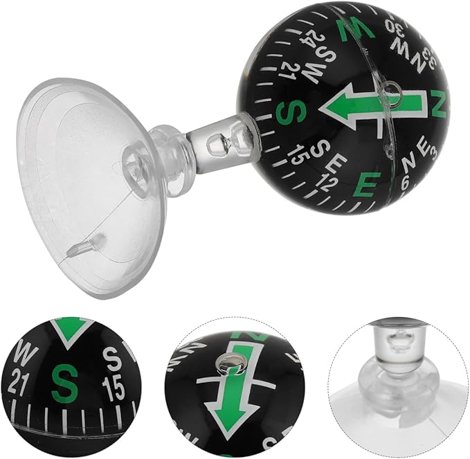 Amosfun Car Dashboard Compass with Suction Cup Portable High Precision Navigation Compass for Automotive and Boat Use Ideal for Travel and Outdoor Activities Compact 2.83X1.49X1.49 Inch