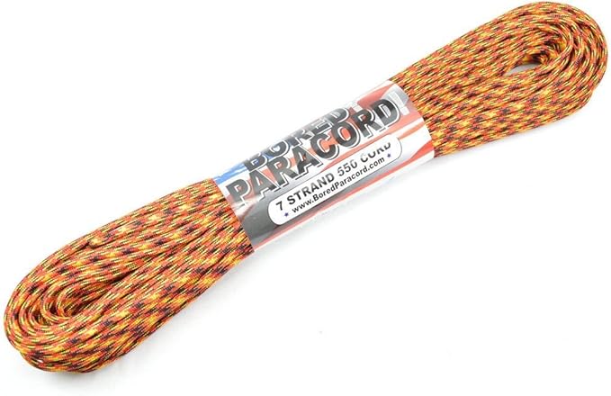 BORED? PARACORD! 550 lb Paracord – Ideal for Crafting, DIY Projects, Camping, Military & Active Outdoors – 300+ Colors – Tactical Parachute Cord Type III – Strong - Flame 50 Feet