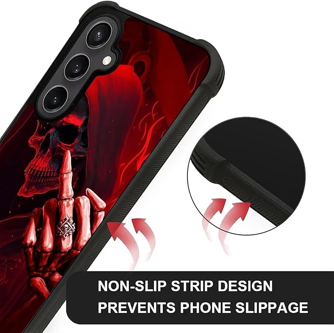 for Samsung Galaxy S23 FE Case, Gestures Funny Skull Pattern Graphic Design Girl Boy Soft Silicone Hard Acrylic Shock Protection for Samsung Galaxy S23 FE