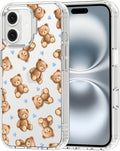 MOSNOVO for iPhone 16 Case, Shockproof Military-Grade Protection 6.6ft Drop Tested, Clear Phone Case for iPhone 16, Teddy Mood Design