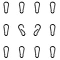 12 Pack 1.57" Heavy Duty Carabiner Clips, M4 Black Galvanized Steel Spring Snap Hooks, Rust-Resistant Keychain Clips for Hammock, Camping, Hiking, Fishing, Swing Set