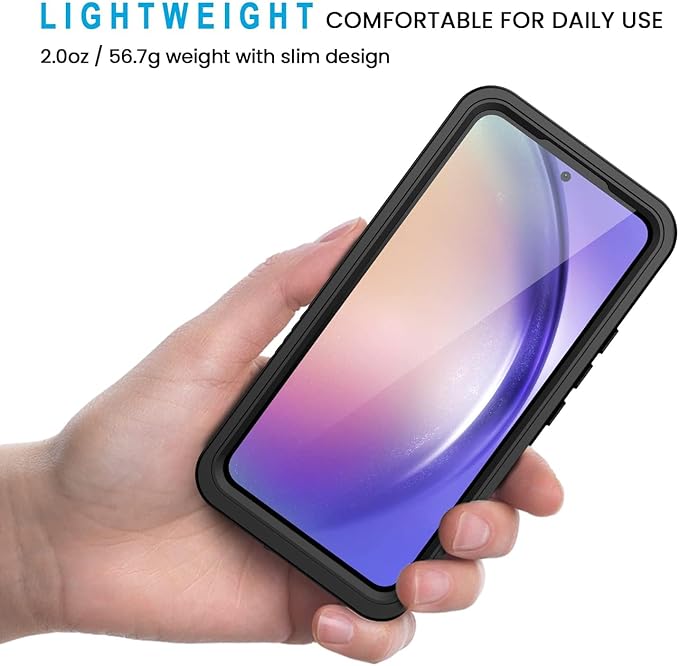 Lanhiem for Samsung Galaxy A54 5G Phone Case, IP68 Waterproof Dustproof, [Built-in Screen Protector] Full Body Protective Phone Case for Samsung Galaxy A54, Black/Clear