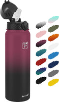 Fanhaw 32 oz Insulated Stainless Steel Water Bottle with Straw Lid, Leakproof Sports Bottle for Men, Women & Teens (Red Black)