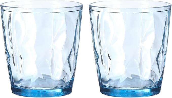 uxcell 10oz Acrylic Drinking Glasses, 2Pcs Plastic Reusable Tumblers Drinkware Unbreakable Water Glasses Cups Stackable & Dishwasher Safe for Home Outdoors Restaurant, Sky Blue