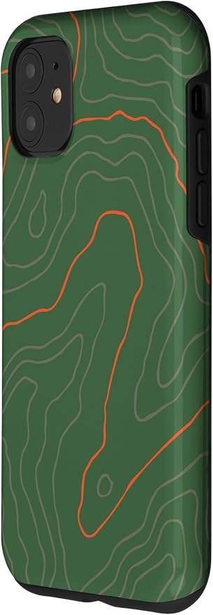Backcountry Topo Guide Orange Lines Topographical Map Case for iPhone 11