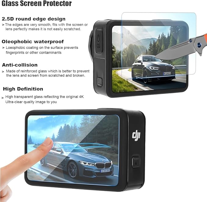Accessories Bundle for DJI Osmo Action 5 Pro/Action 4/3 Waterproof Case Diving Housing Silicone Case Glass Screen Protector Film Whole Kit 60E (Kit1 for DJI Osmo Action 5 Pro/4/3)