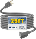 25ft Outdoor Extension Cord for Christmas Decorations - 16/3 Heavy Duty SJTW Waterproof Gray Electrical Cable with 3 Prong Grounded Plug for Safety, Great for Lawn and Major Appliances