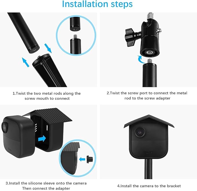 Camera Ground Stake Mount for Blink Outdoor 4, Metal Ground Spike with Silicone Cover for Blink Gen 4 and Blink Outdoor 2K+