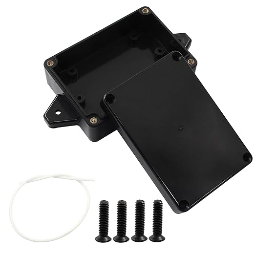 4 Pack Junction Boxes, 3.3 x 2.3 x 1.3 Inch IP65 Waterproof Project Box, ABS Plastic Electrical Project Case Power Junction Box with Fixed Ear for Outdoor (Black, 83 x 58 x 33 mm)