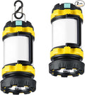 BOBKID 2 Pack Camping Lantern, Outdoor LED Camping Light, Rechargeable Flashlights with 1000LM, 6 Modes, IPX5 Waterproof Portable Emergency Camp Light for Hurricane Survival - Yellow