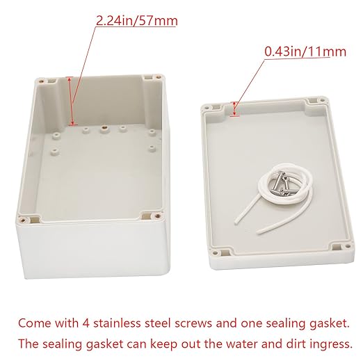 Project Box IP65 Waterproof Junction Box ABS Plastic Electrical Boxes DIY Electronic Project Case Power Enclosure White 7.87x4.72x2.95 inch (200 x 120 x75 mm)