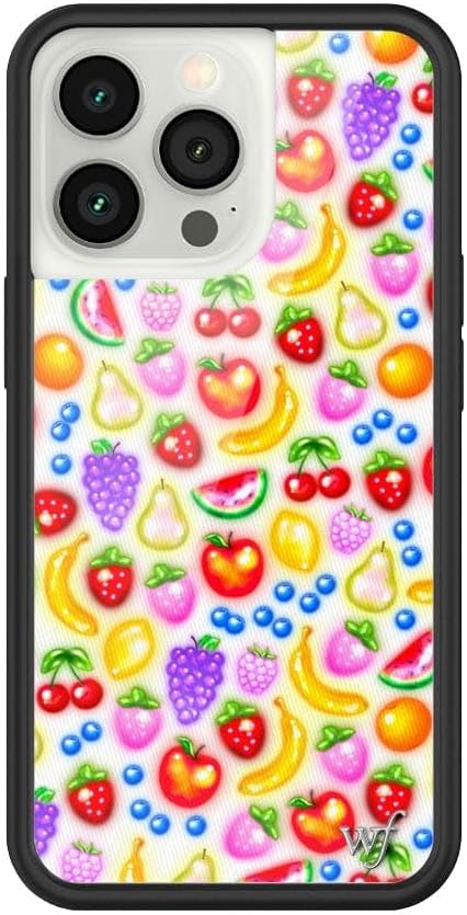 Wildflower Cases - Compatible with iPhone 13 Pro | Protective Black Bumper, 6.5ft Drop Test Certified, Women Owned Small Business | White Trendy Berries Yellow | Tutti Fruity