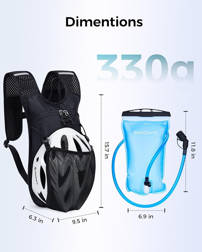 Blue Quartz Hydration Backpack with 2L Water Bladder, Hiking Water Pack with Insulated Compartment for Women Men, Lightweight Running Hydration Vest with Phone Pocket for Cycling, Biking