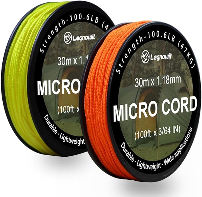 Micro Paracord, 1.18mm x 100ft Thin Mini Utility Braided Small Paracord for Crafting, DIY Project, Camping and More