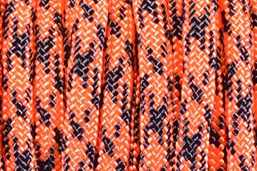 BORED? PARACORD! 550 lb Paracord – Ideal for Crafting, DIY Projects, Camping, Military & Active Outdoors – 300+ Colors – Tactical Parachute Cord Type III – Strong - Neon Orange Camo 50 Feet