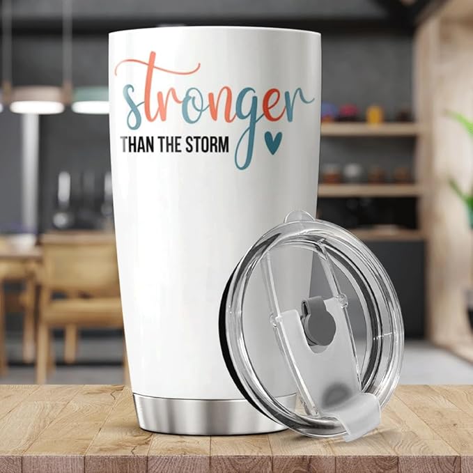 CUBICER Stronger Than The Storm Inspirational Quote 20 Oz Stainless Steel Tumbler For Women Motivational Gift Travel Mug Coffee Iced Drink Hot Cool Heat Tea Bottle Outdoor Insulated