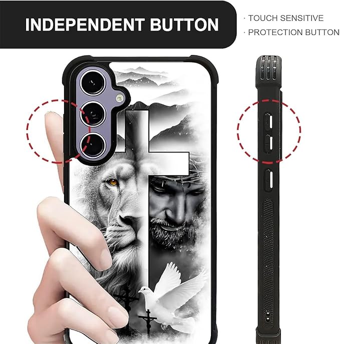for Samsung Galaxy S24 S25 Case, Lion Cross Jesus Christ Dove Pattern Graphic Design Girl Boy Soft Silicone Hard Acrylic Shock Protection for Samsung Galaxy S24 S25
