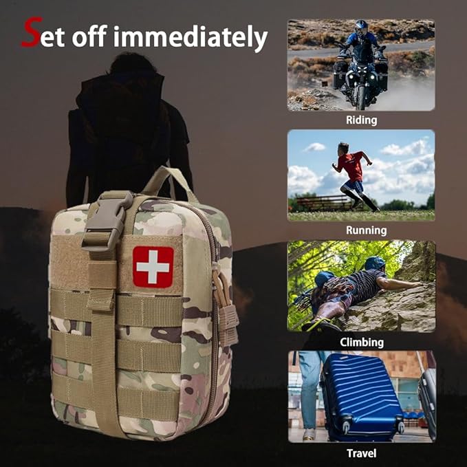 Universal IFAK Trauma First Aid Kit Molle Pouches Emergency Survival Kit Suitable for Home, car, Travel, Camping, Hiking, Sports, Outdoor Emergencies-Quick Response First Aid Essentials(CP)