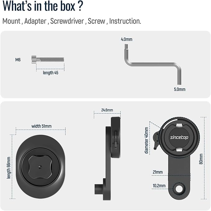 sincetop Universal Bike Phone Mount, Aluminum Stem Cap Phone Holder for Mountain and Road Bicycles, Quick Connect Riding Clip Stand MTB Handlebar Clamp【Series C - 1st Gen】