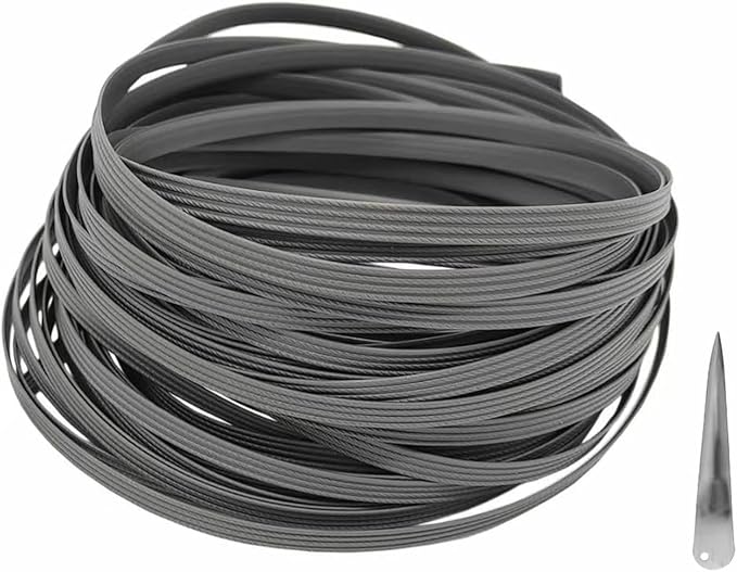 Rattan Furniture Fixing Kit (Contains Weaving Tool), Wicker Repair Material, Grey Flat Plastic Woven Material for for Knit and Repair Rattan Chair Table Basket-70m (220 ft) (Gray)
