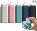 BEAUTAIL Collapsible Water Bottles 20.6oz, Silicone Foldable Portable Travel Water Bottle, BPA-Free, Leakproof Reusable for Traveling Hiking Sports, 5 Pack (Starlight+Pink+Blue+Dark Blue+Black)