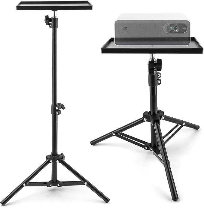 Projector Stand Tripod, 21'' to 44'' Height Adjustable Portable Laptop Tripod Stand, Multifunctional DJ Rack Stand Holder for Outdoor Office Home Stage Studio Holder(COLOR:Black)