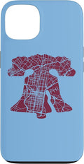 Philadelphia Street Map Liberty Bell Vintage Maroon Philly Case for iPhone 13