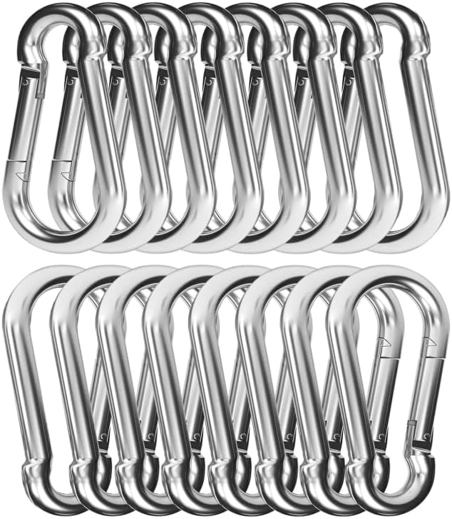 Heavy Duty Spring Snap Hook Carabiners Bulk, 3" M8 5/16" Galvanized Steel Quick Link Clip, 500LB Capacity for Outdoor, Gym, Hammock, Swing, Trailer Chain