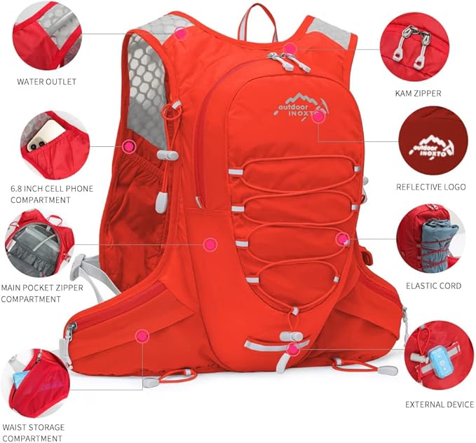 IX INOXTO Running Hydration Vest for Men Women Water Backpack for Running 3L Running Hydration Pack for Trail Running Marathon Race Hiking