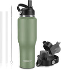 ABOTOCUP Insulated Water Bottle 32oz with Straw/Spout Lids, Stainless Steel Water Bottles Keep Cold 24h&Hot 12h, Metal Water Bottle with Straw that Fits in Cup Holder, Water Bottle Leak-proof,BPA Free