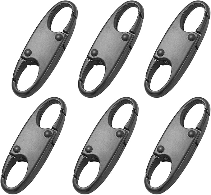 Small Carabiner Clip, Zipper Clip, Small Carabiner| Mini Carabiner, ZipperPull Replacement, Premium Zipper Lock, Upgraded ZipperPull, ZipperClips Anti Theft (6PCS Black)