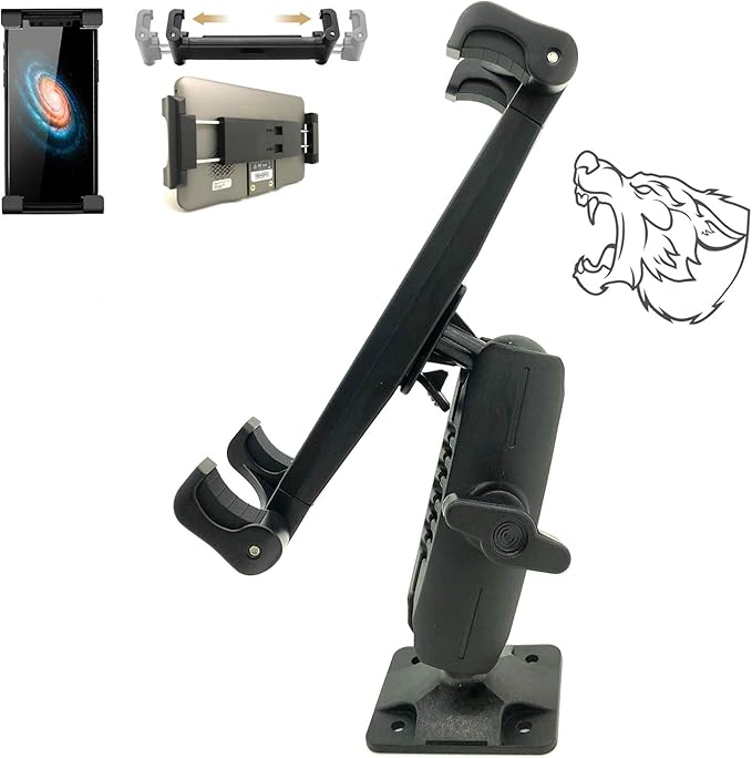 Heavy Duty Tablet GPS Smartphone AMPS Drill Base Dash ELD Mount for Truck Van Commercial Vehicle Semi Fleet Limo (Holder fit All Tablets & Phones iPhone)