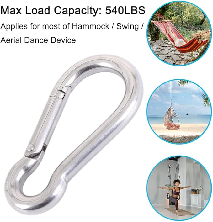 PROND Carabiner Clip, Heavy Duty Carabiner Clips, 316 Stainless Steel Carabiner Hooks, Multi-Purpose Spring Snap Hook
