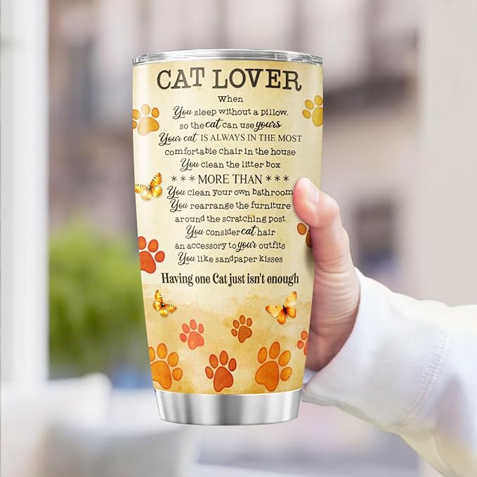 Cat Gifts, Tumblers Lovers For, Tumbler 20 Oz With Lid And Straw, Pet Cat Lover